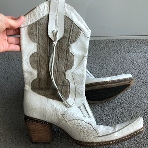 AKETOHN vintage white leather boots